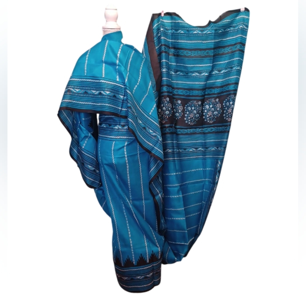 Saree - Blue And Black 6446
